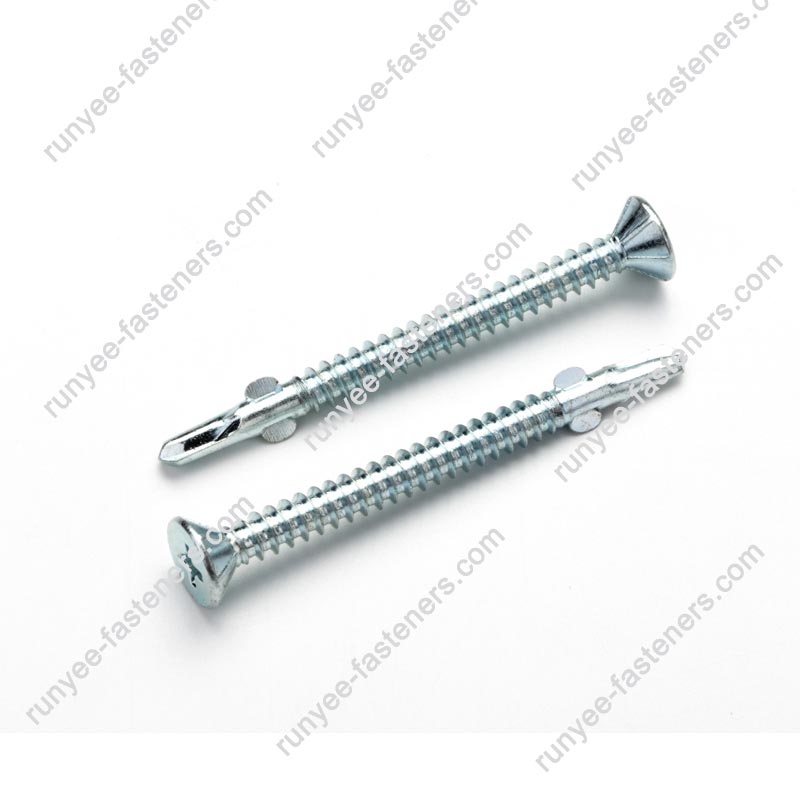 Phillips Flat Head Self Drilling Screw With Wings and Ribs